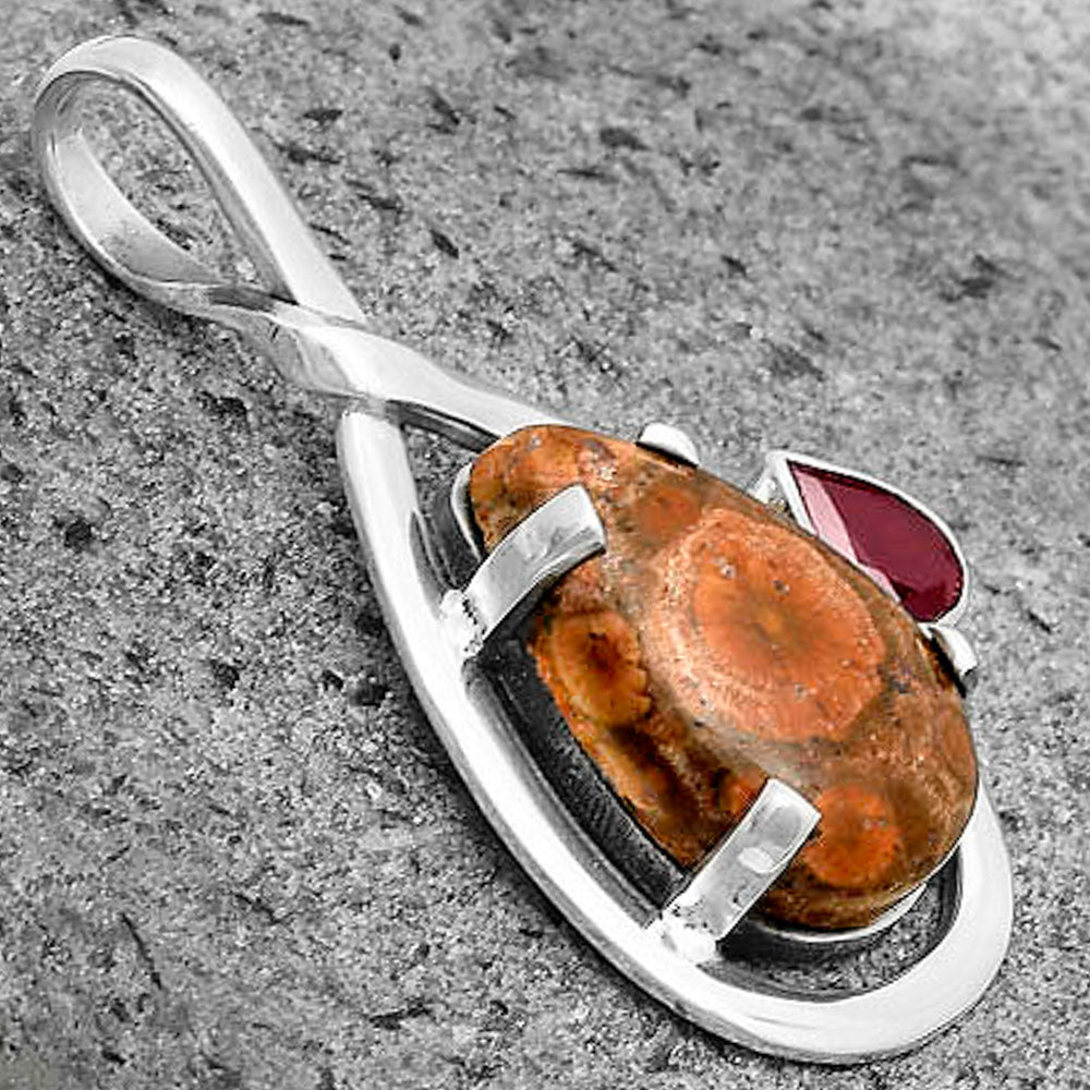 Natural Poppy Jasper & Garnet Pendant P-1640 SDP136277