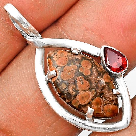 Natural Poppy Jasper & Garnet Pendant P-1640 SDP136283