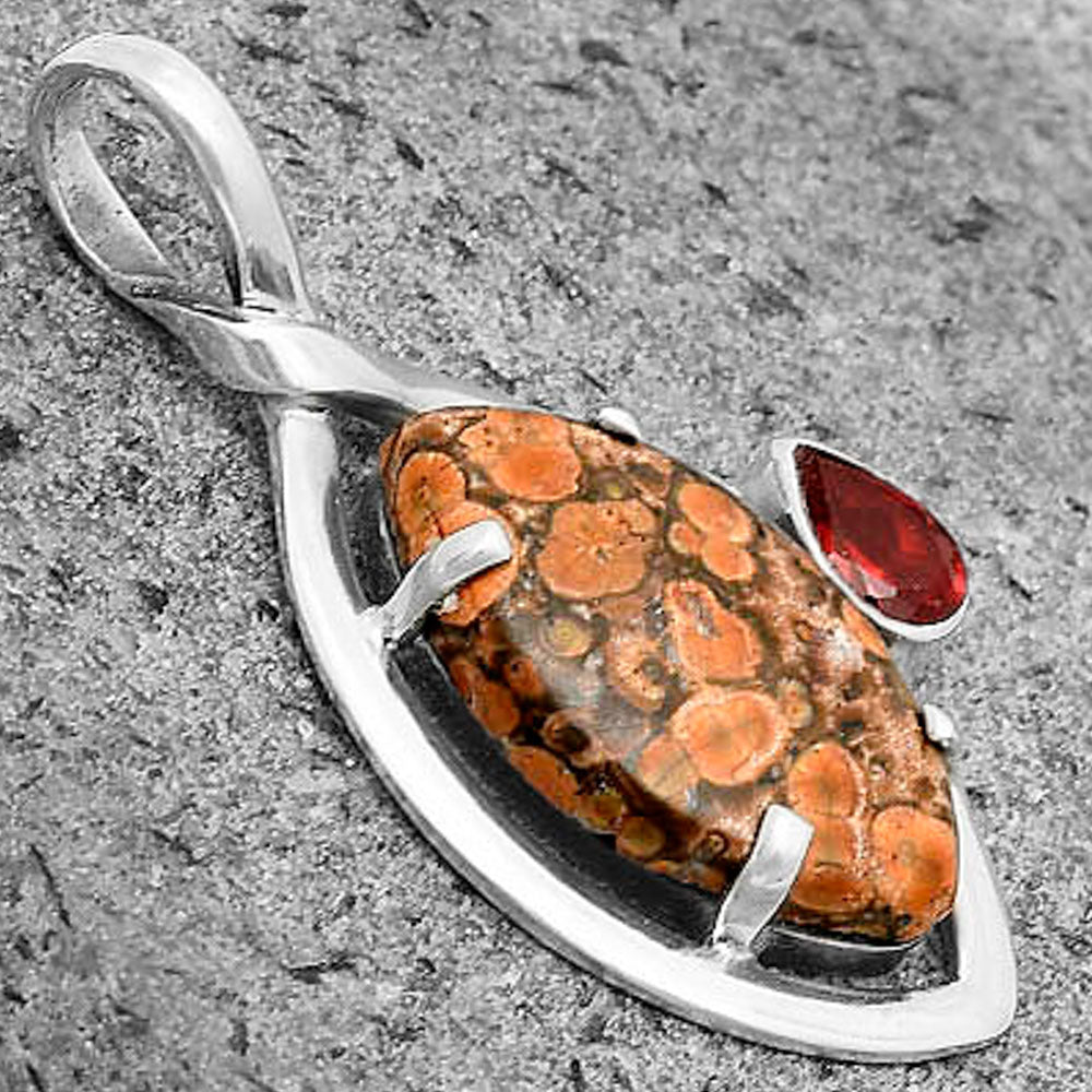 Natural Poppy Jasper & Garnet Pendant P-1640 SDP136283