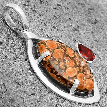 Natural Poppy Jasper & Garnet Pendant P-1640 SDP136283
