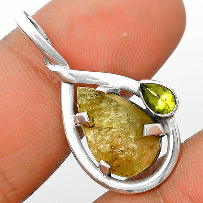 Green Kyanite Rough - India & Peridot Pendant P-1640 SDP136287