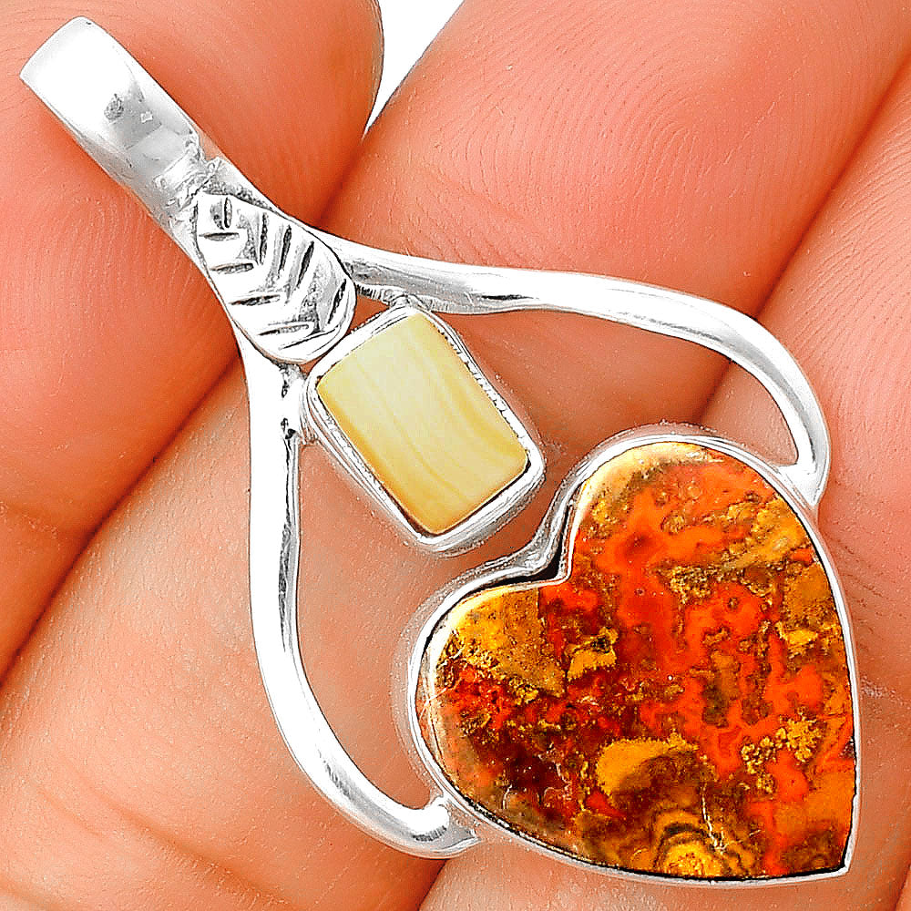 Rare Cady Mountain Agate & Natural Spiny Oyster Shell Pendant P-1166 SDP136364