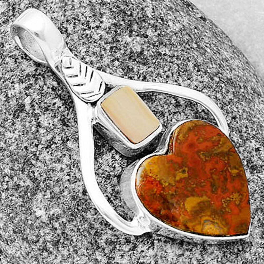 Rare Cady Mountain Agate & Natural Spiny Oyster Shell Pendant P-1166 SDP136364