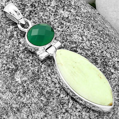 Natural Lemon Chrysocolla & Green Onyx Pendant P-1108 SDP136589