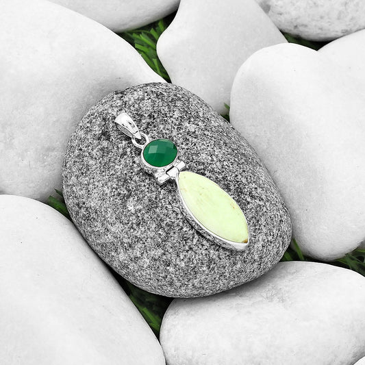 Natural Lemon Chrysocolla & Green Onyx Pendant P-1108 SDP136589