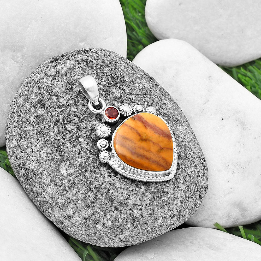 Natural Red Mookaite & Garnet Pendant P-1616 SDP137075