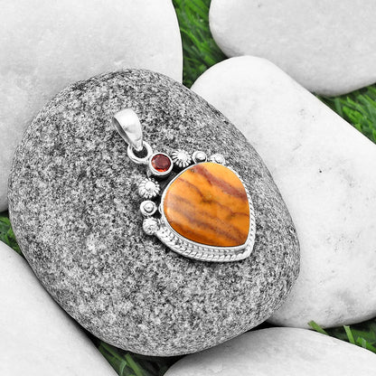 Natural Red Mookaite & Garnet Pendant P-1616 SDP137075