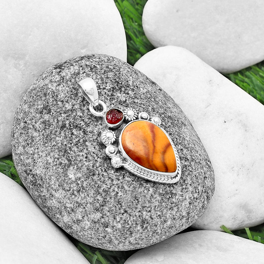 Red Mookaite & Pink Tourmaline Rough Pendant P-1616 SDP137083