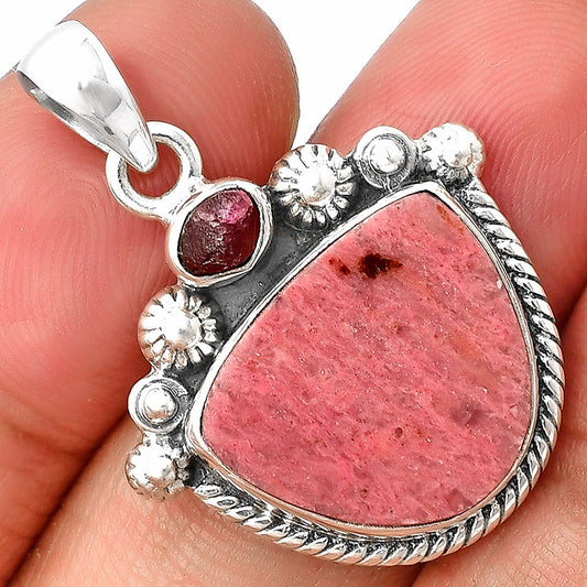 Pink Tulip Quartz & Pink Tourmaline Rough Pendant P-1616 SDP137084