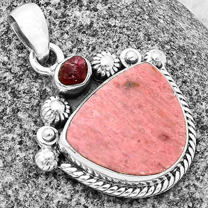 Pink Tulip Quartz & Pink Tourmaline Rough Pendant P-1616 SDP137084