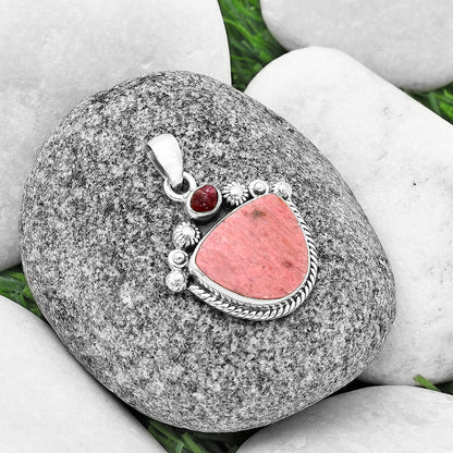 Pink Tulip Quartz & Pink Tourmaline Rough Pendant P-1616 SDP137084