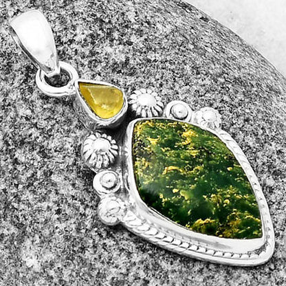Natural Green Fuchsite & Peridot Rough Pendant P-1616 SDP137089
