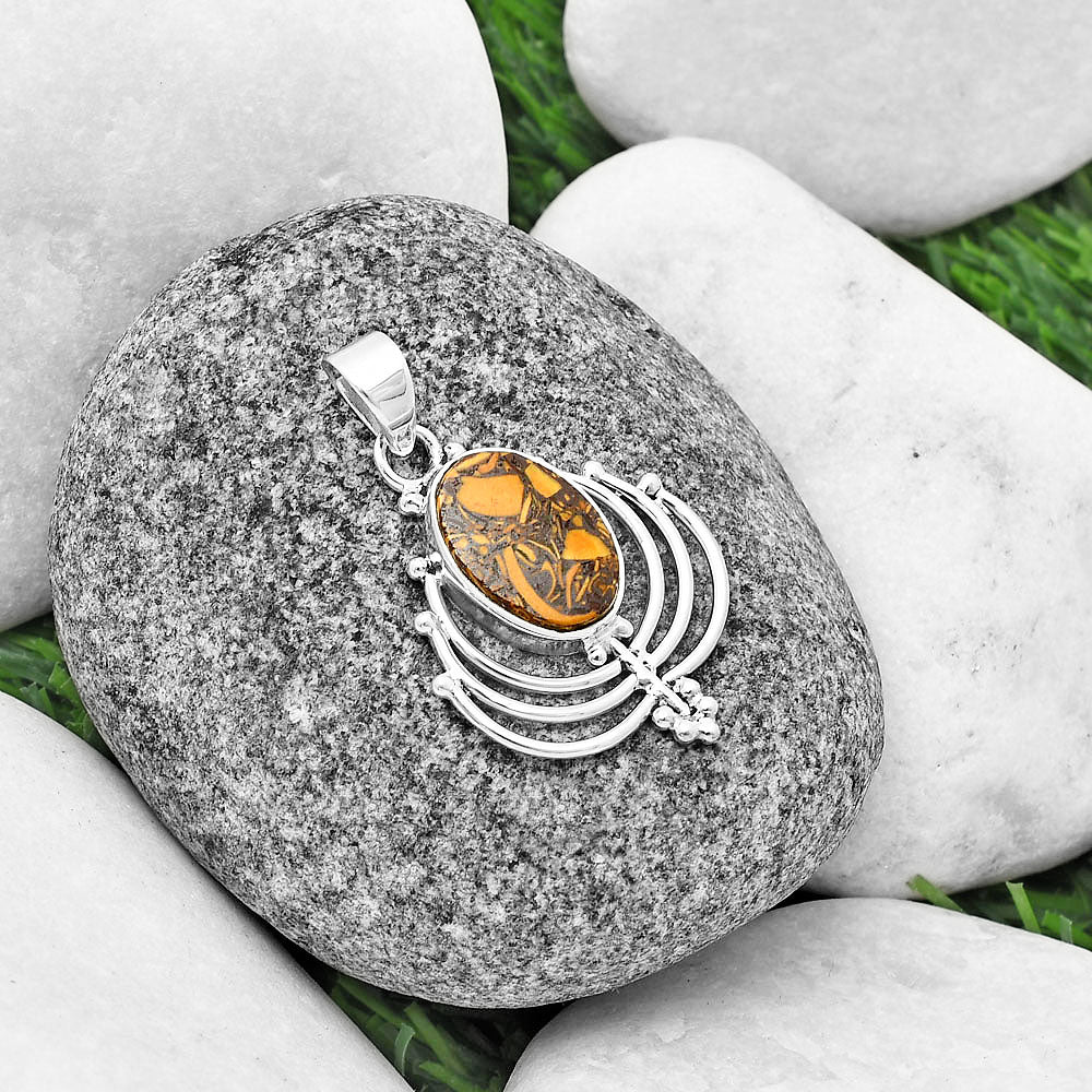 Lotus - Coquina Fossil Jasper - India Pendant P-1702 SDP137107