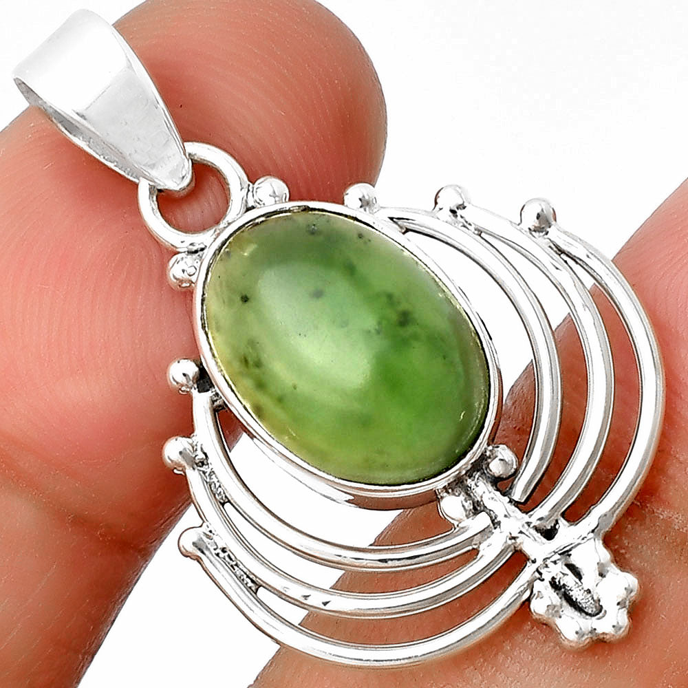 Lotus Natural Nephrite Jade Canada Pendant P-1702 SDP137116