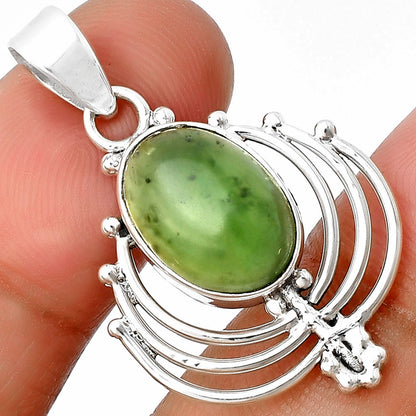 Lotus Natural Nephrite Jade Canada Pendant P-1702 SDP137116