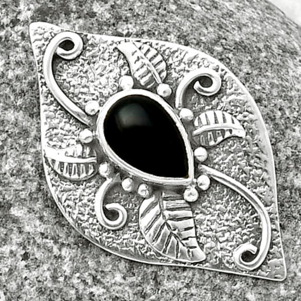 Natural Black Onyx - Brazil Pendant P-1518 SDP137175