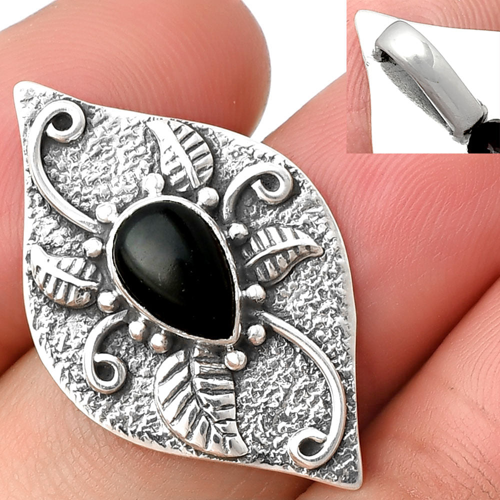 Natural Black Onyx - Brazil Pendant P-1518 SDP137180