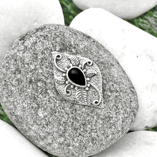 Natural Black Onyx - Brazil Pendant P-1518 SDP137185