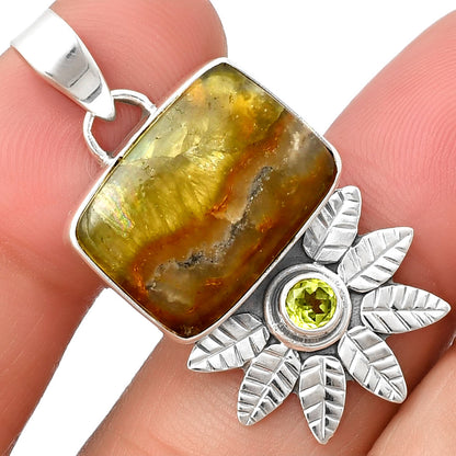 Natural Australian Prehnite & Peridot Pendant P-1425 SDP137250