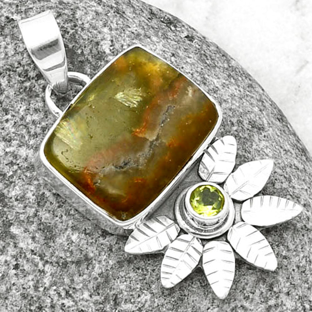 Natural Australian Prehnite & Peridot Pendant P-1425 SDP137250