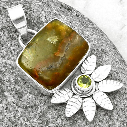 Natural Australian Prehnite & Peridot Pendant P-1425 SDP137250