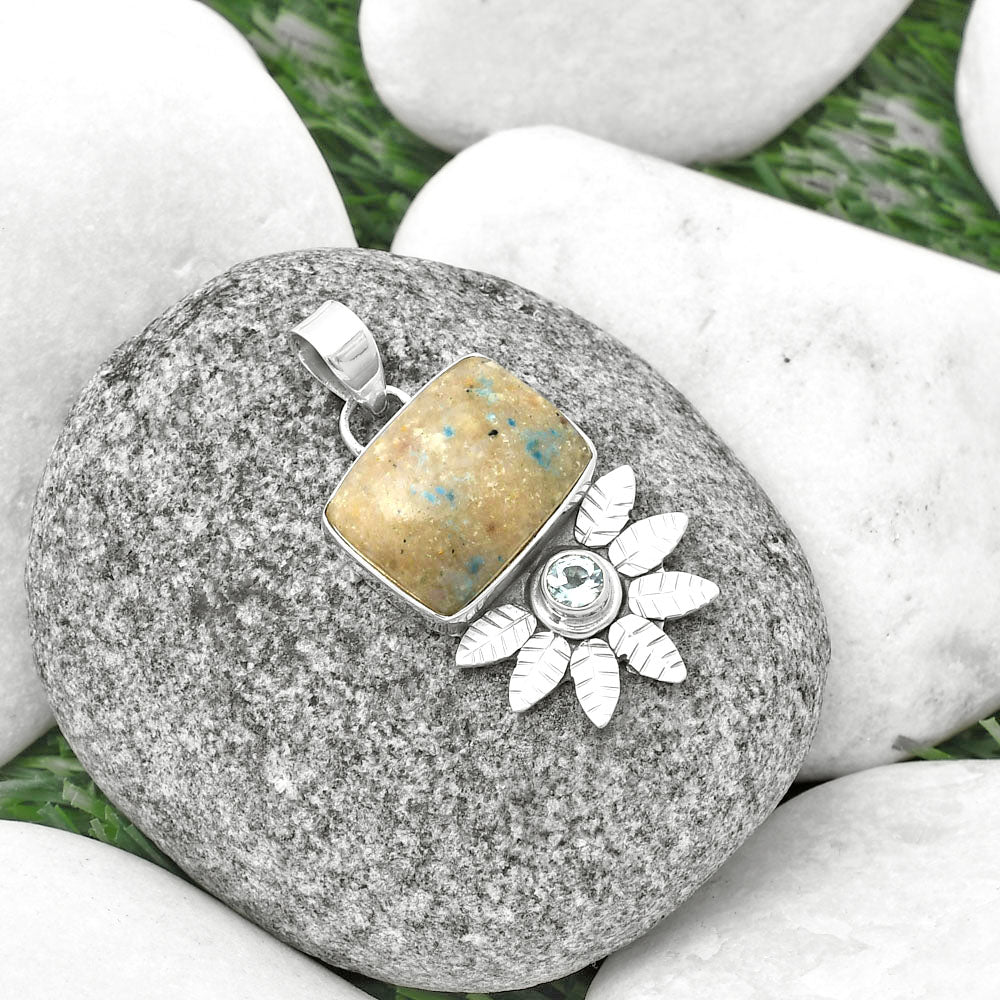 Cavansite - India & Sky Blue Topaz Pendant P-1425 SDP137253