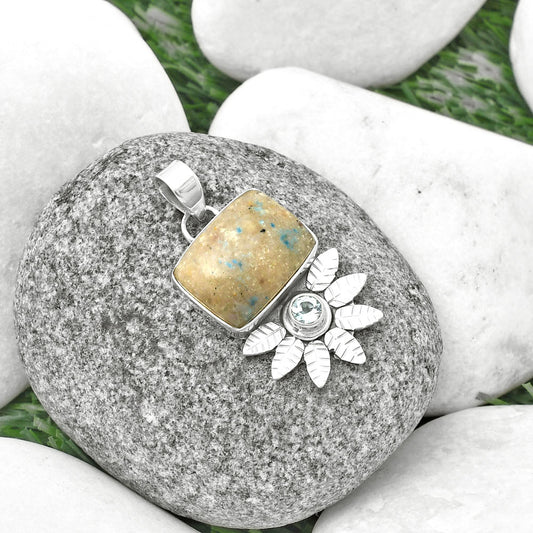 Cavansite - India & Sky Blue Topaz Pendant P-1425 SDP137253