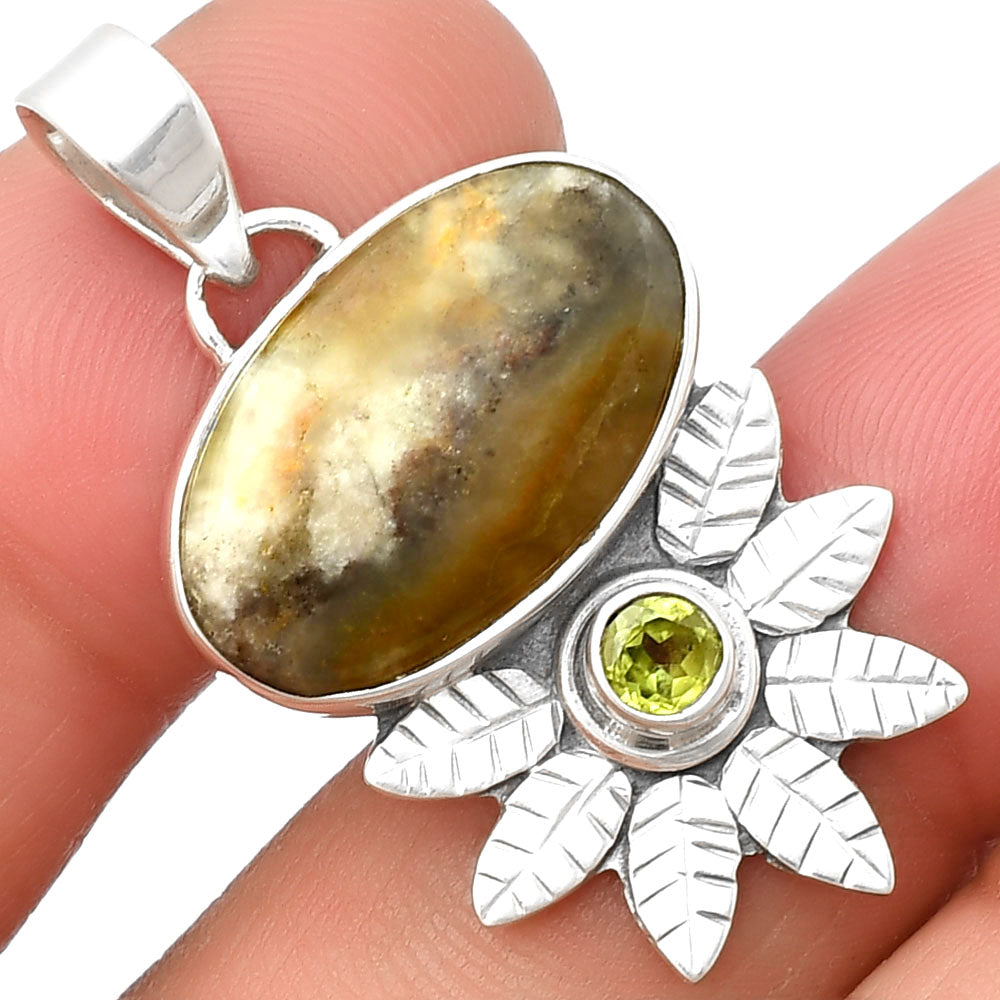 Natural Australian Prehnite & Peridot Pendant P-1425 SDP137257