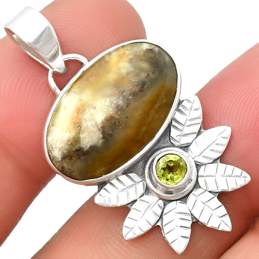 Natural Australian Prehnite & Peridot Pendant P-1425 SDP137257