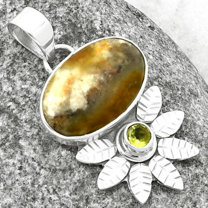 Natural Australian Prehnite & Peridot Pendant P-1425 SDP137257