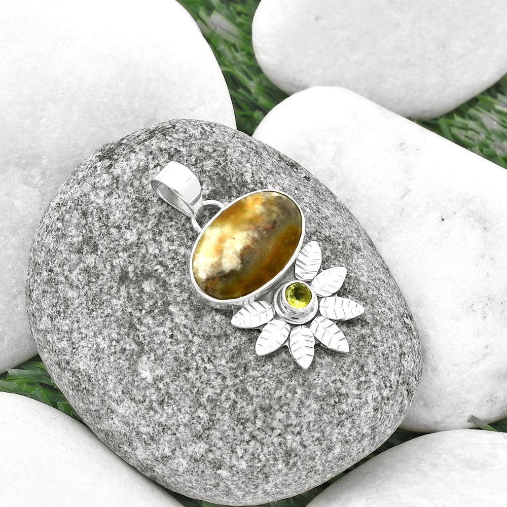 Natural Australian Prehnite & Peridot Pendant P-1425 SDP137257