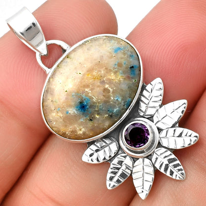 Natural Cavansite - India & Amethyst Pendant P-1425 SDP137261