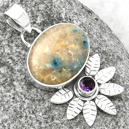 Natural Cavansite - India & Amethyst Pendant P-1425 SDP137261