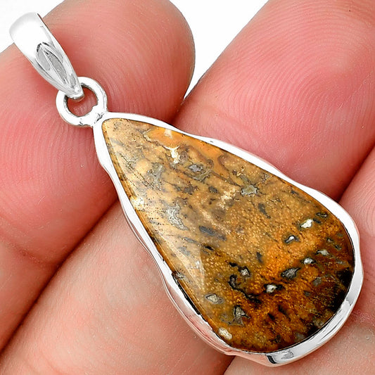 Natural Palm Root Fossil Agate Pendant P-1110 SDP137314