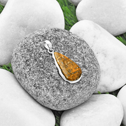 Natural Palm Root Fossil Agate Pendant P-1110 SDP137314