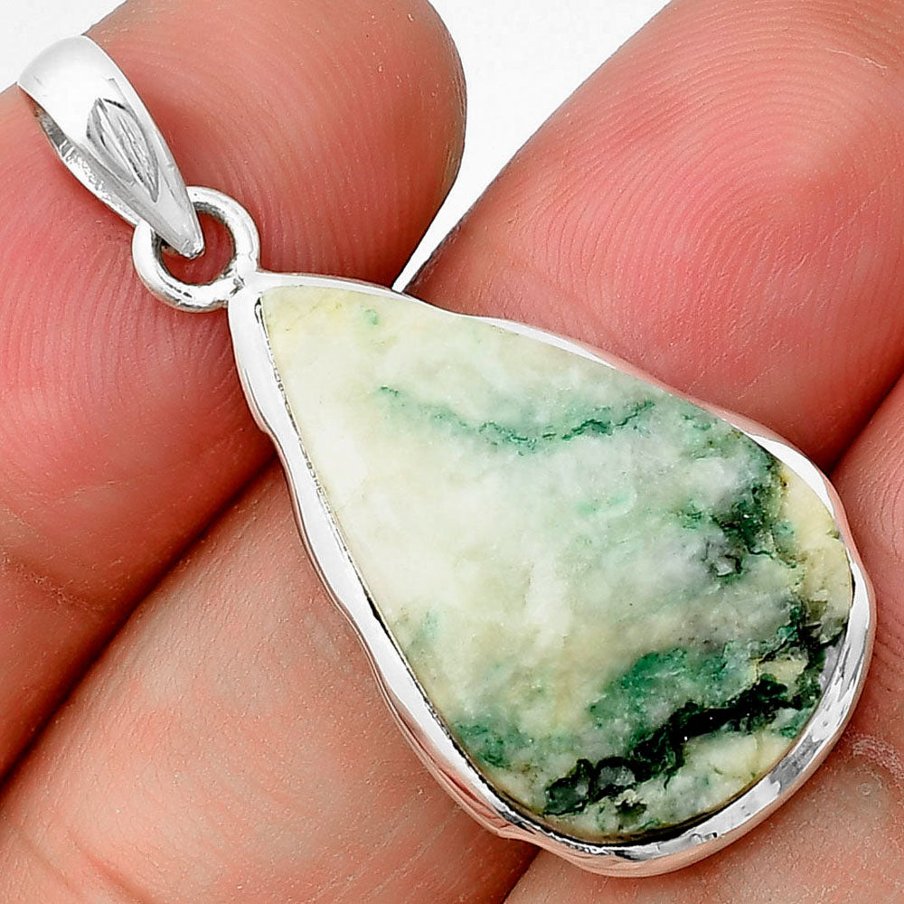 Natural Tree Weed Moss Agate - India Pendant P-1110 SDP137329