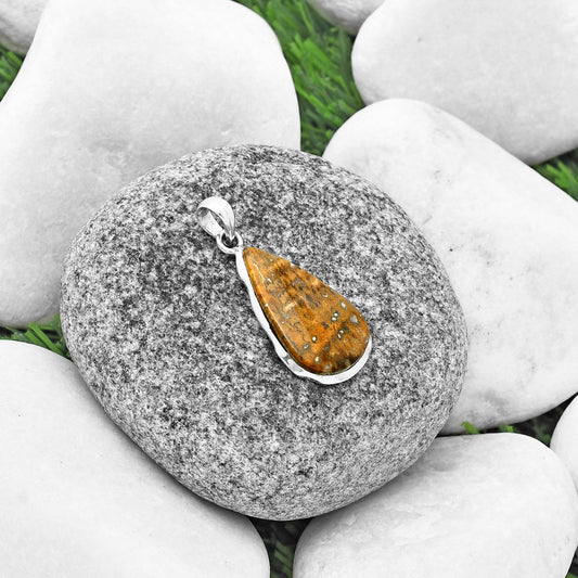 Natural Palm Root Fossil Agate Pendant P-1110 SDP137330