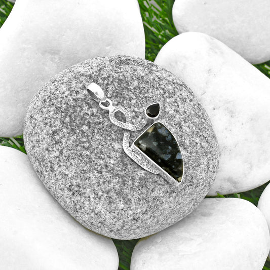 Llanite Blue Opal Crystal Sphere & Garnet Pendant P-1111 SDP137401