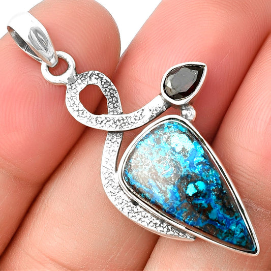 Natural Shattuckite - USA & Garnet Pendant P-1111 SDP137402