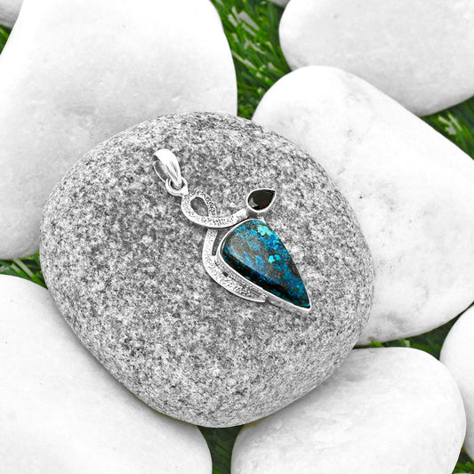 Natural Shattuckite - USA & Garnet Pendant P-1111 SDP137402