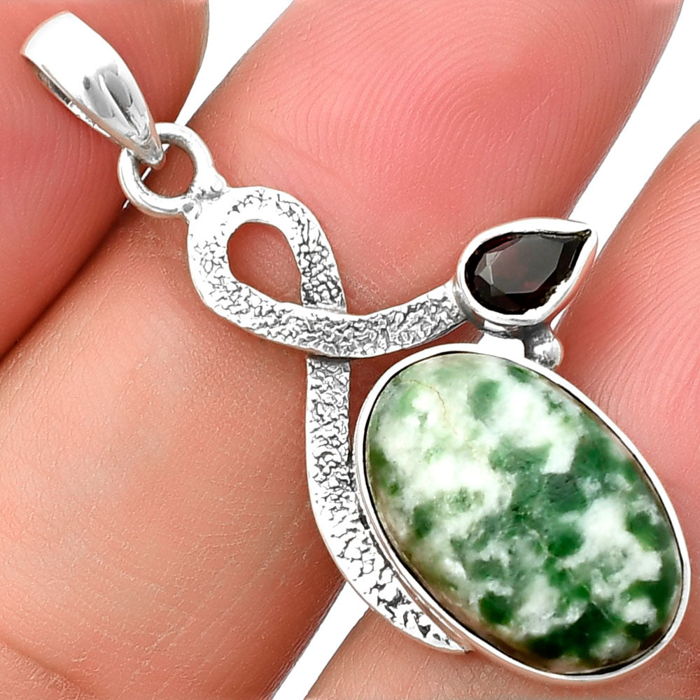 Natural Dioptase & Garnet Pendant P-1111 SDP137408