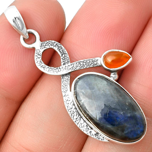 Blue Fire Labradorite & Carnelian Pendant P-1111 SDP137411