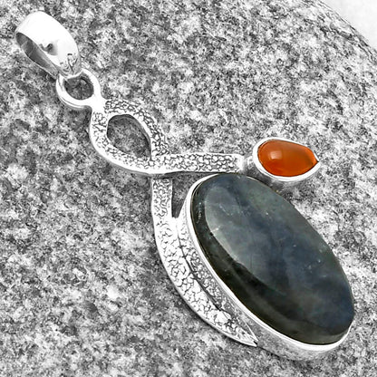 Blue Fire Labradorite & Carnelian Pendant P-1111 SDP137411
