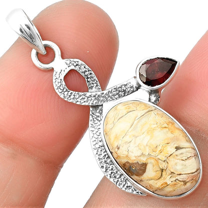 Natural Rock Calcy & Garnet Pendant P-1111 SDP137415