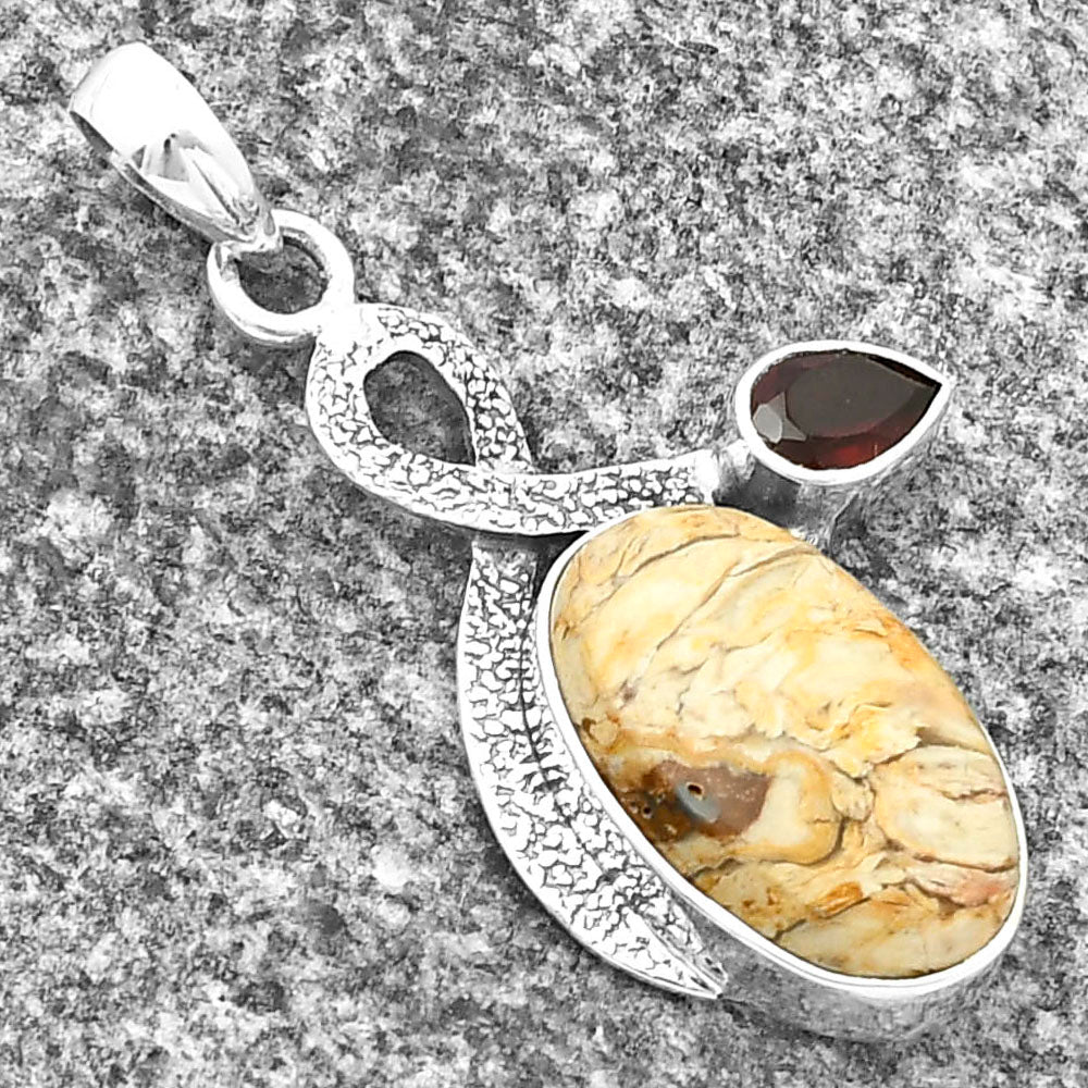 Natural Rock Calcy & Garnet Pendant P-1111 SDP137415