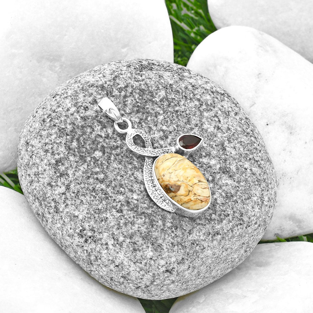 Natural Rock Calcy & Garnet Pendant P-1111 SDP137415