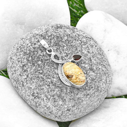Natural Rock Calcy & Garnet Pendant P-1111 SDP137415