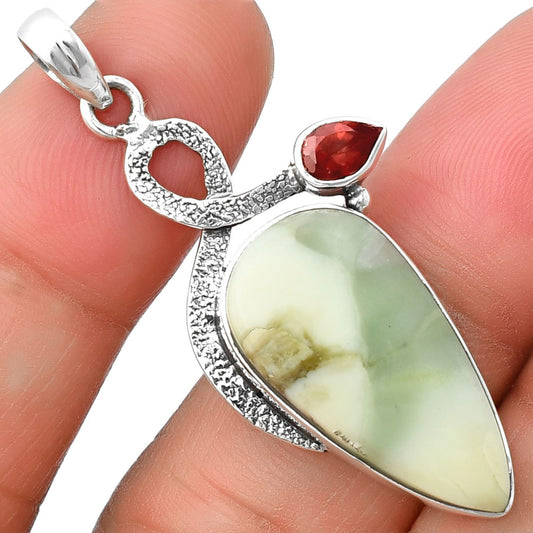 Natural Serpentine & Garnet Pendant P-1111 SDP137424