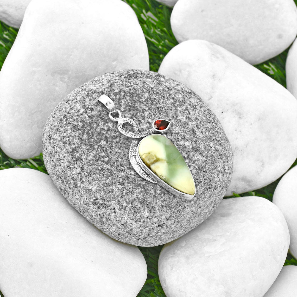 Natural Serpentine & Garnet Pendant P-1111 SDP137424