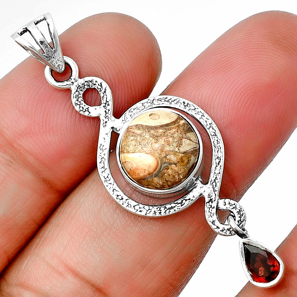 Natural Rock Calcy & Garnet Pendant P-1115 SDP137491